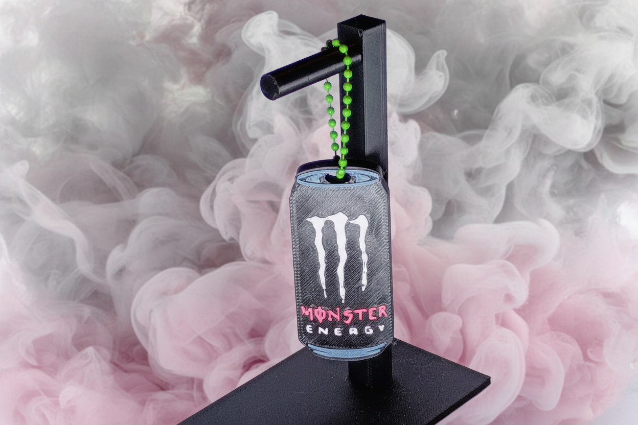 Monster Energy Keychain with Smoke Background